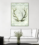 Regal Antlers on Newsprint I by Sue Schlabach on GIANT ART - brown country look