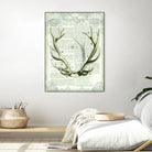 Regal Antlers on Newsprint I by Sue Schlabach on GIANT ART - brown country look