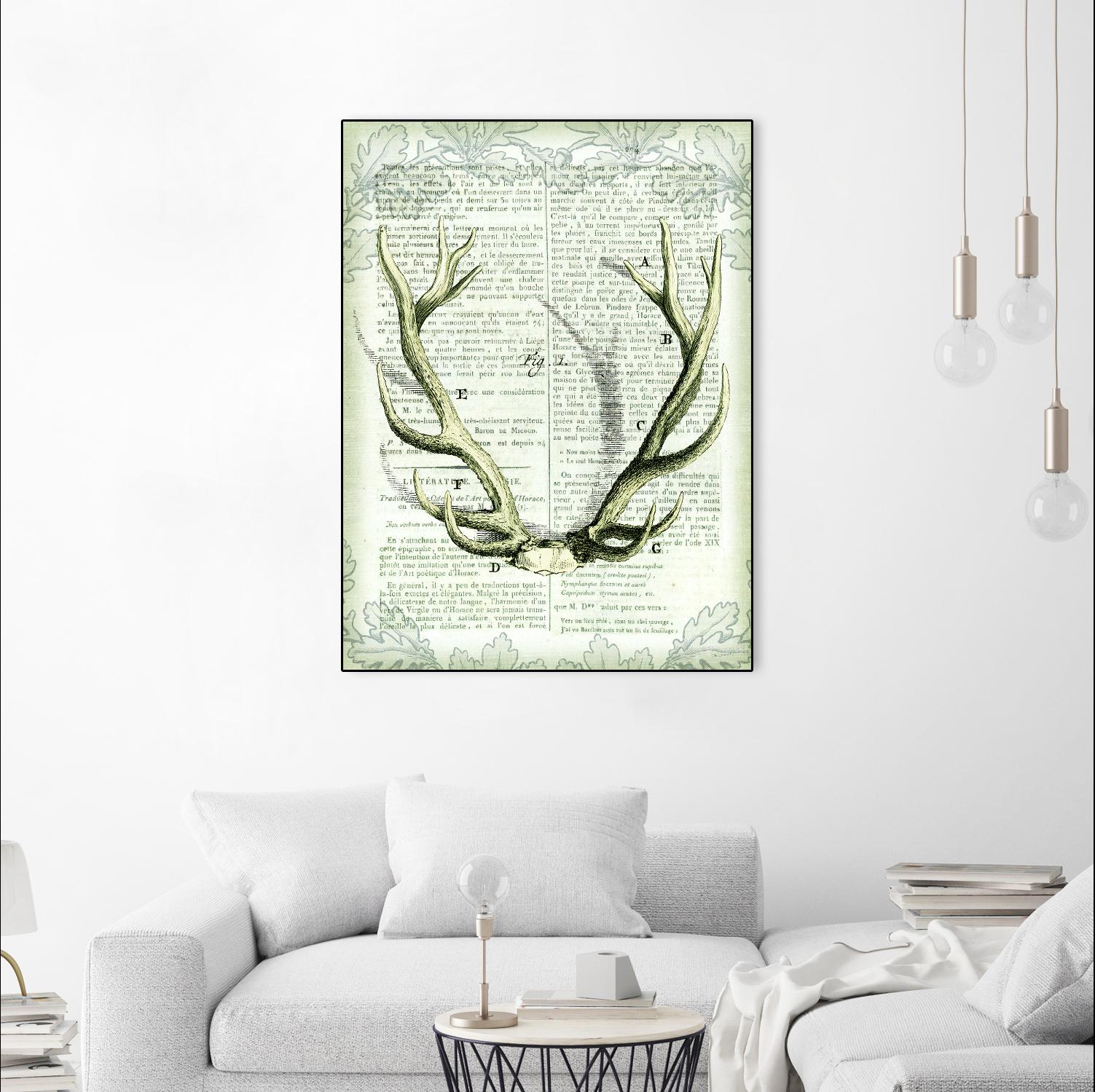 Regal Antlers on Newsprint I by Sue Schlabach on GIANT ART - brown country look