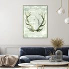 Regal Antlers on Newsprint I by Sue Schlabach on GIANT ART - brown country look