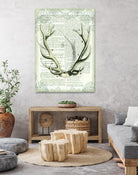 Regal Antlers on Newsprint I by Sue Schlabach on GIANT ART - brown country look