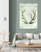 Regal Antlers on Newsprint I by Sue Schlabach on GIANT ART - brown country look