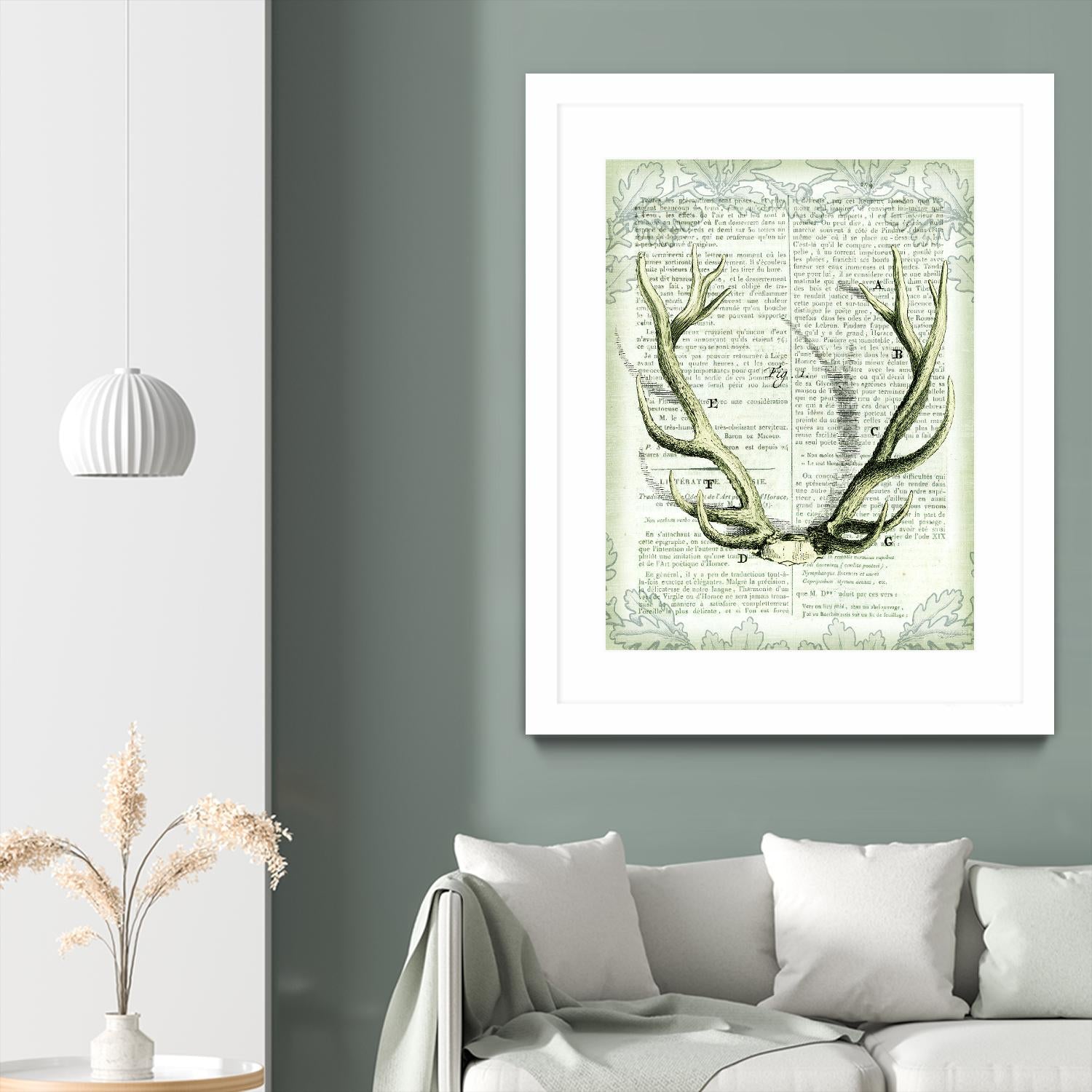 Regal Antlers on Newsprint I by Sue Schlabach on GIANT ART - brown country look