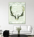 Regal Antlers on Newsprint II by Sue Schlabach on GIANT ART - brown country look