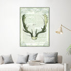 Regal Antlers on Newsprint II by Sue Schlabach on GIANT ART - brown country look