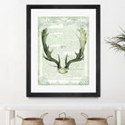 Regal Antlers on Newsprint II by Sue Schlabach on GIANT ART - brown country look