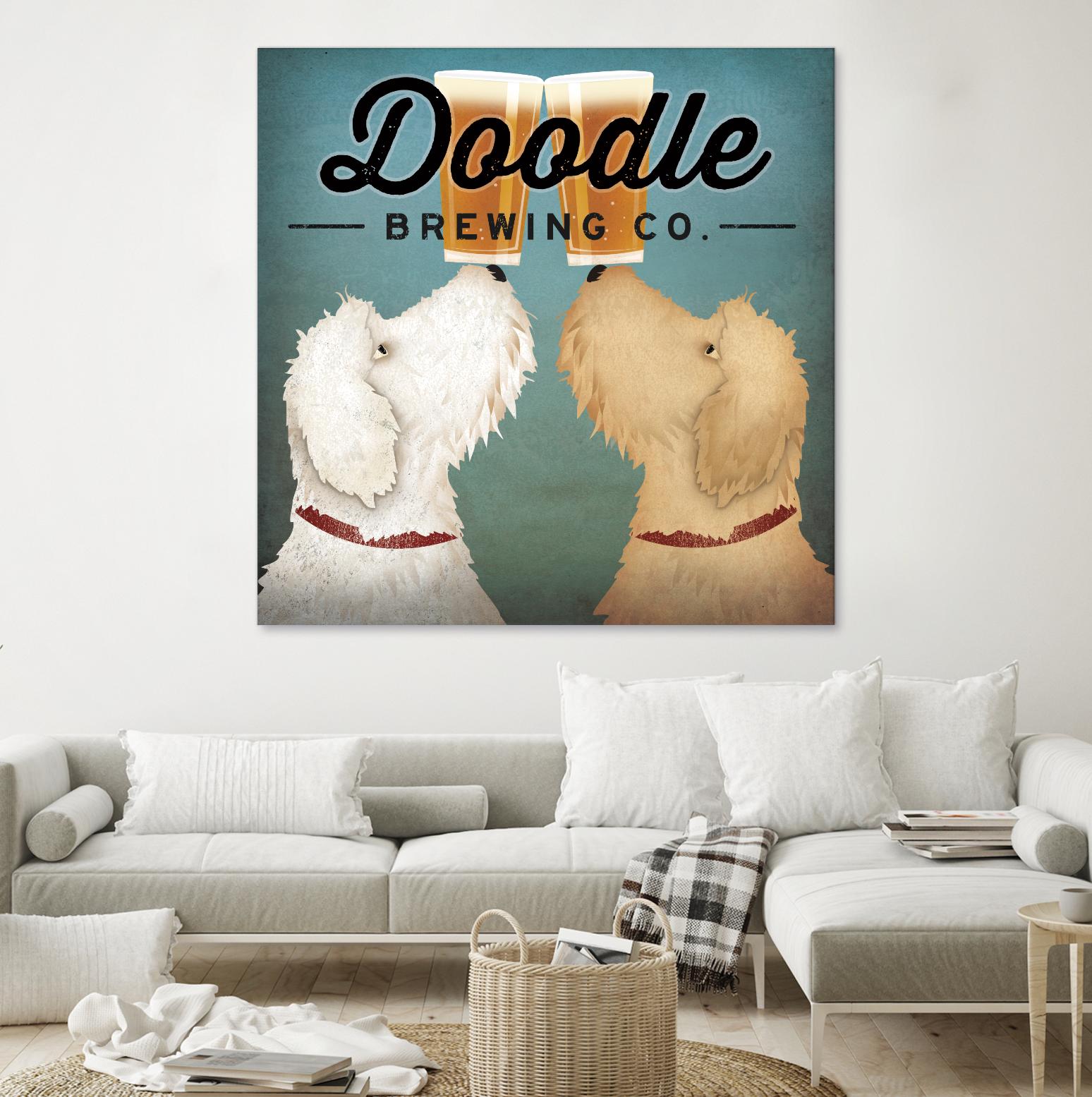 Doodle Beer Double by Ryan Fowler on GIANT ART - beige animals