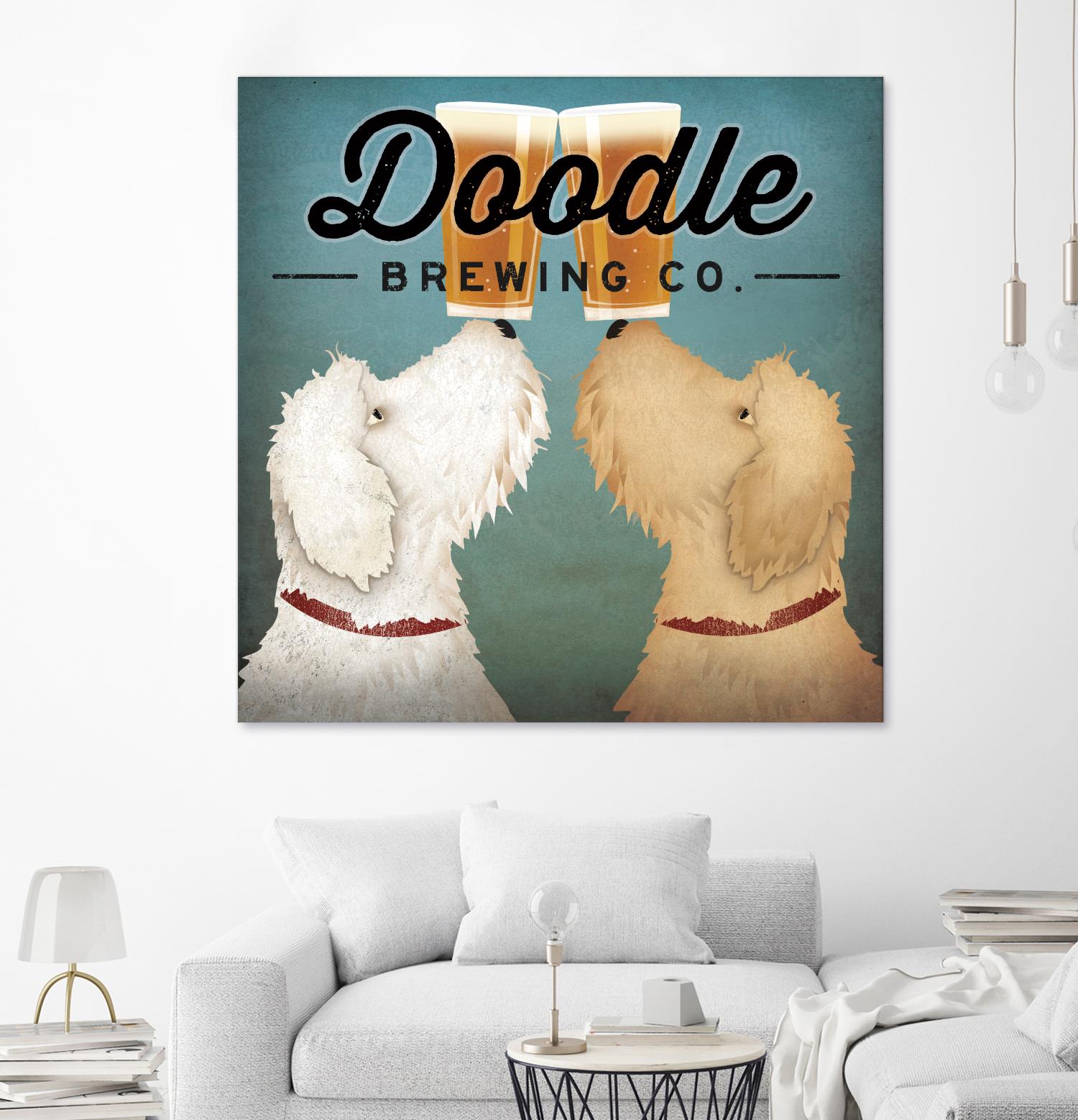 Doodle Beer Double by Ryan Fowler on GIANT ART - beige animals