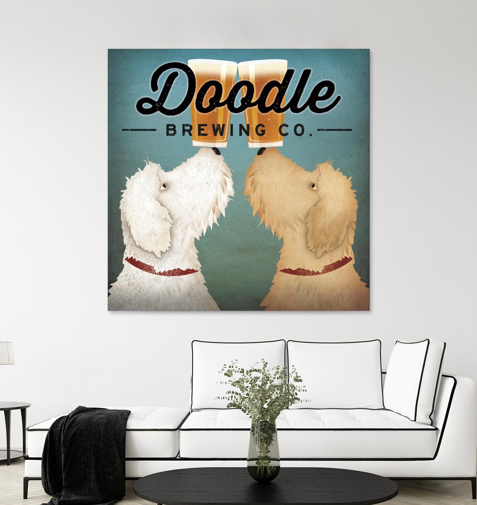 Doodle Beer Double by Ryan Fowler on GIANT ART - beige animals