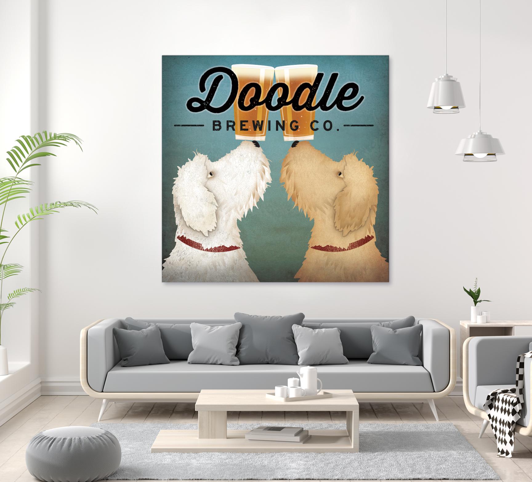 Doodle Beer Double by Ryan Fowler on GIANT ART - beige animals