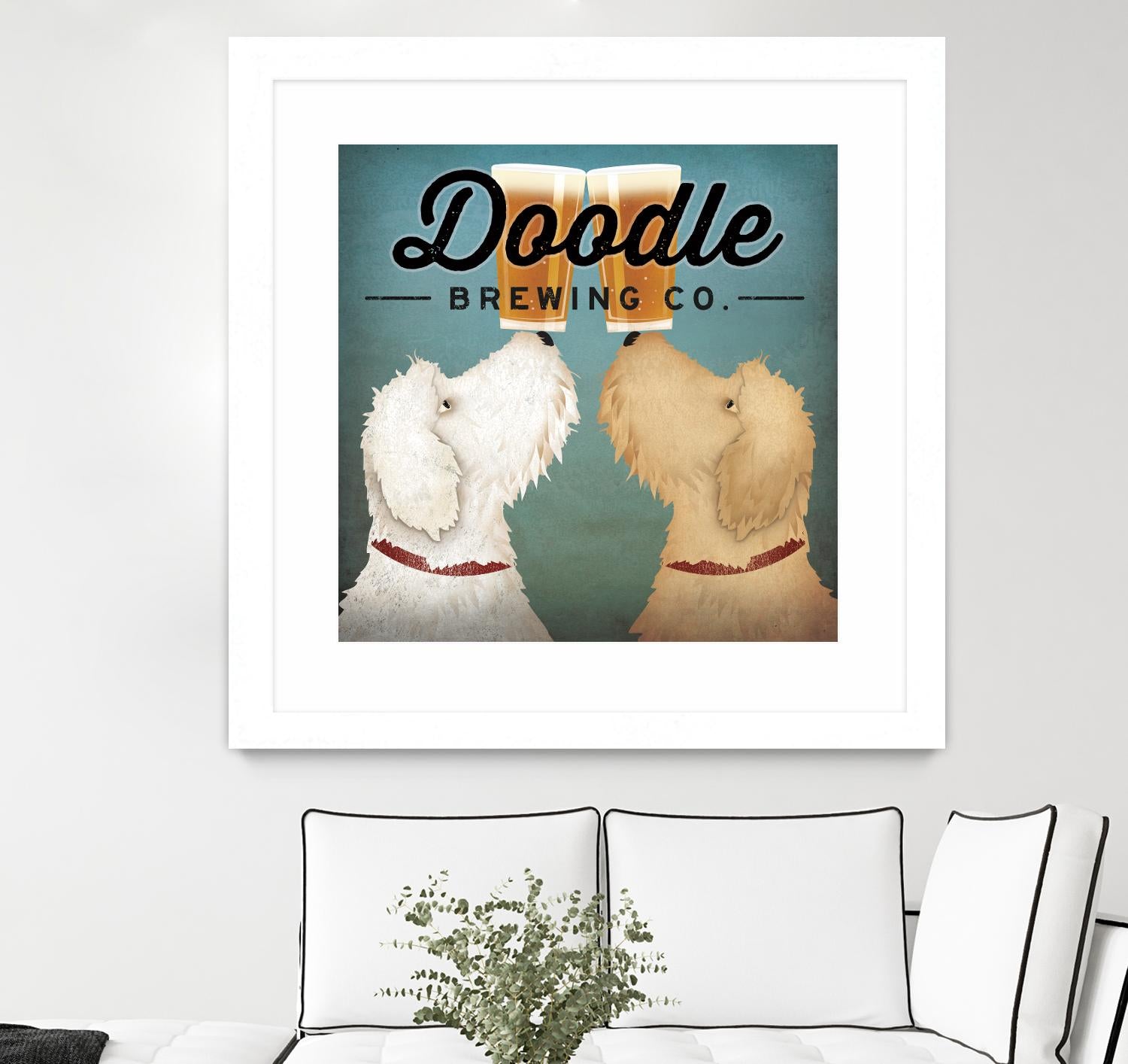 Doodle Beer Double by Ryan Fowler on GIANT ART - beige animals