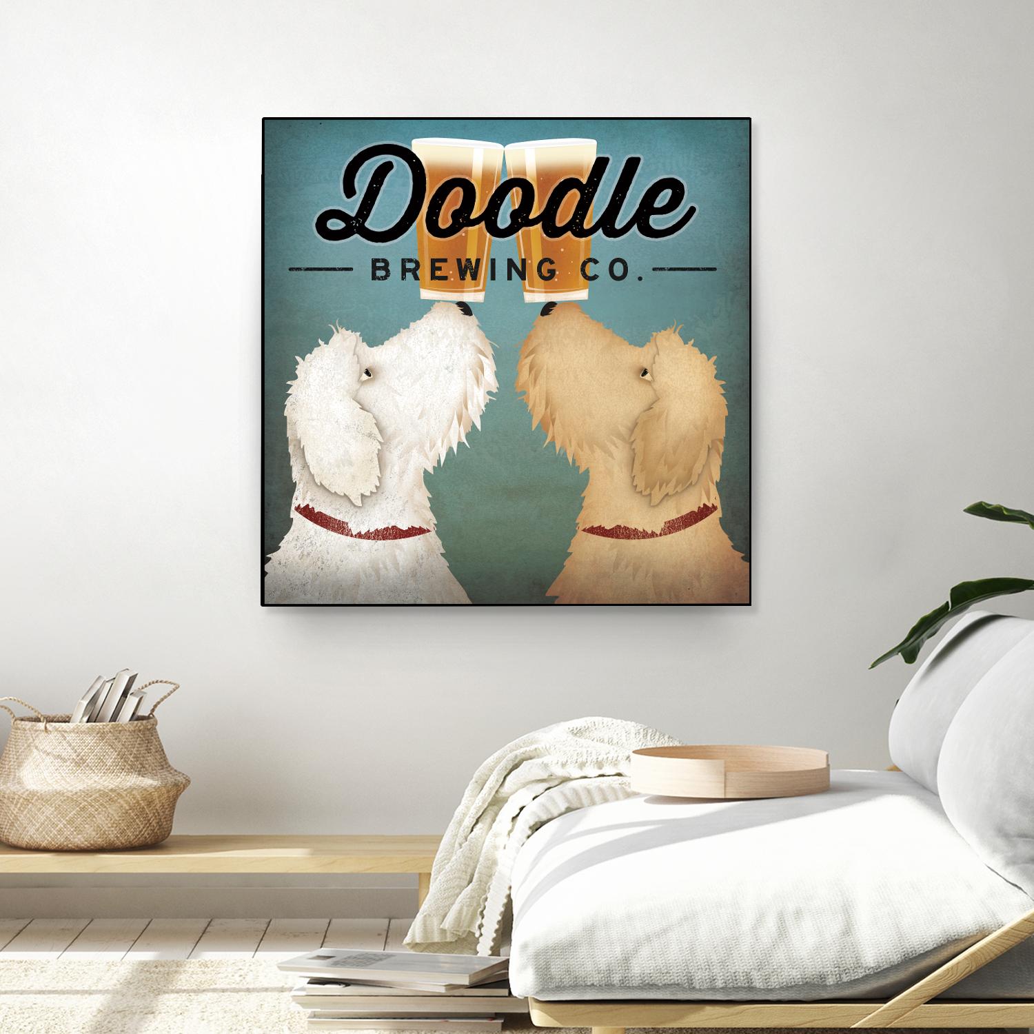 Doodle Beer Double by Ryan Fowler on GIANT ART - beige animals