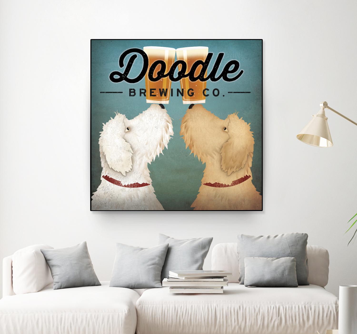 Doodle Beer Double by Ryan Fowler on GIANT ART - beige animals