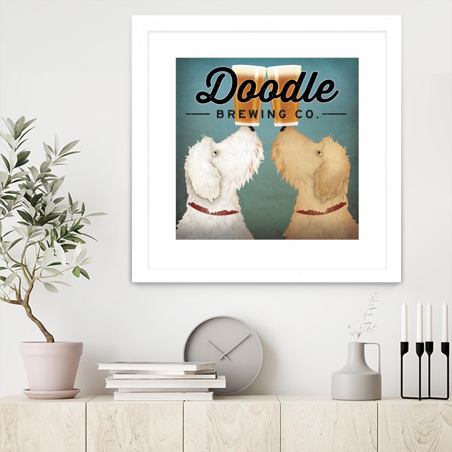 Doodle Beer Double by Ryan Fowler on GIANT ART - beige animals