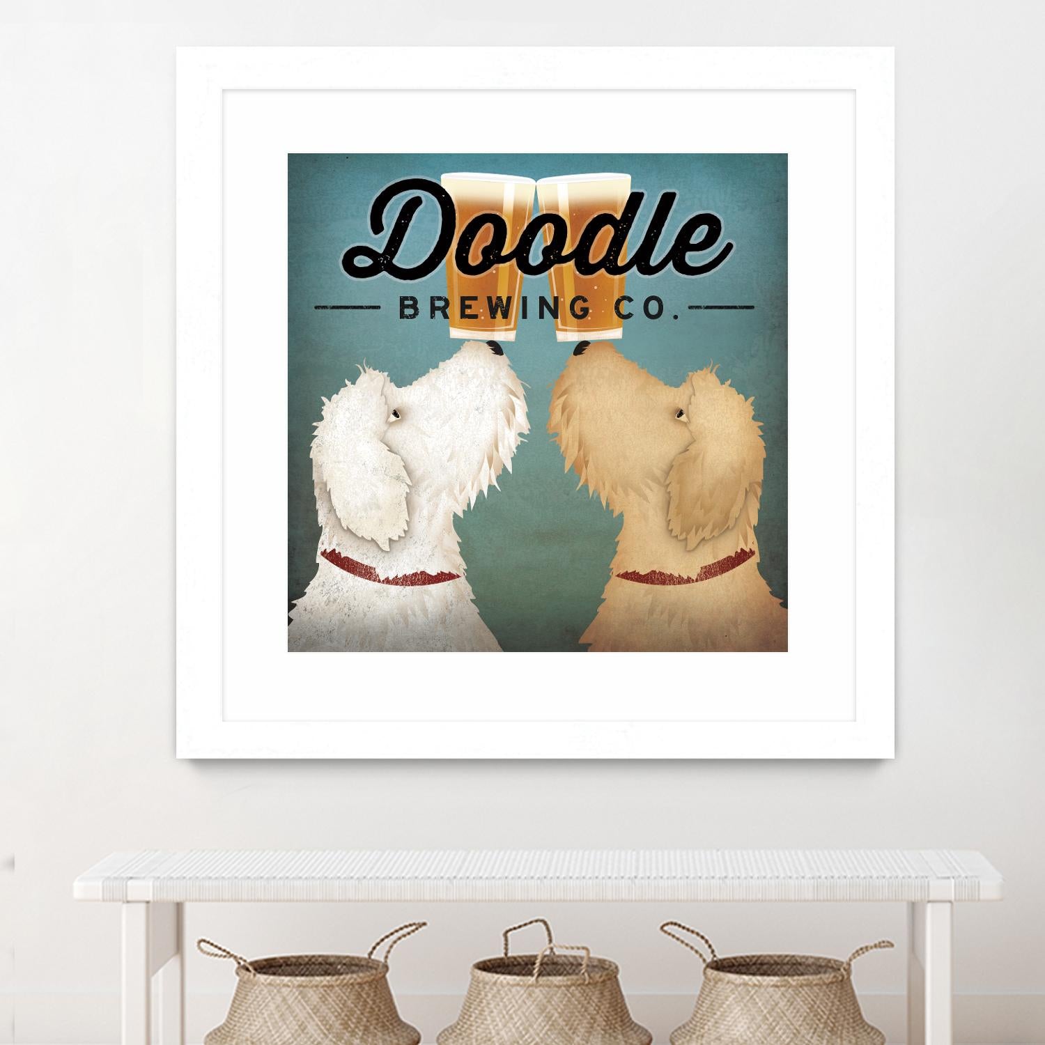 Doodle Beer Double by Ryan Fowler on GIANT ART - beige animals