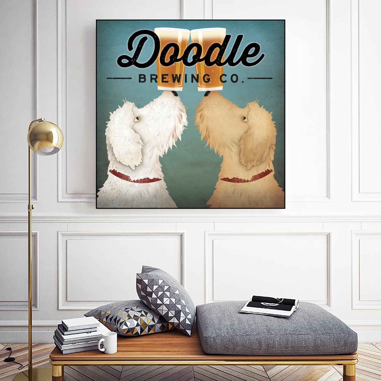 Doodle Beer Double by Ryan Fowler on GIANT ART - beige animals