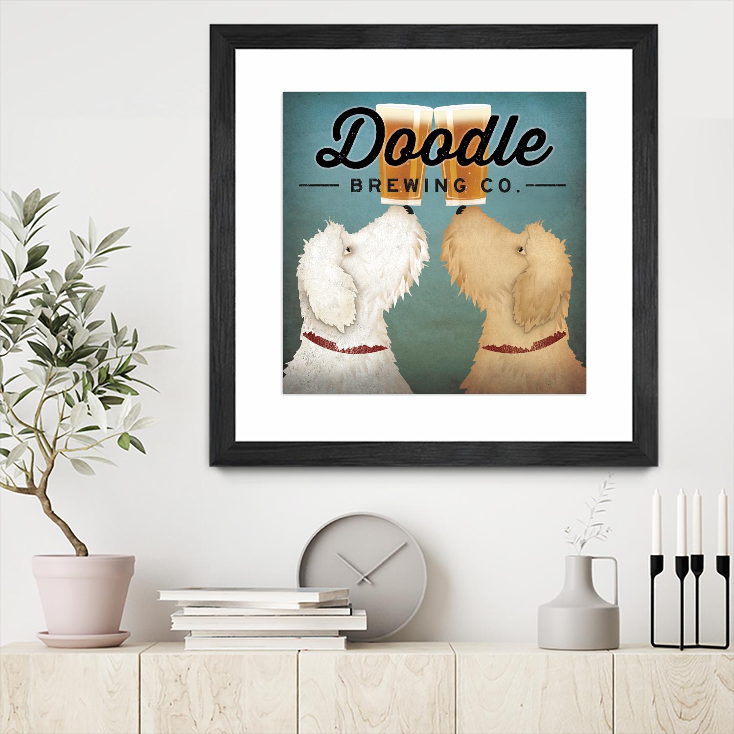 Doodle Beer Double by Ryan Fowler on GIANT ART - beige animals