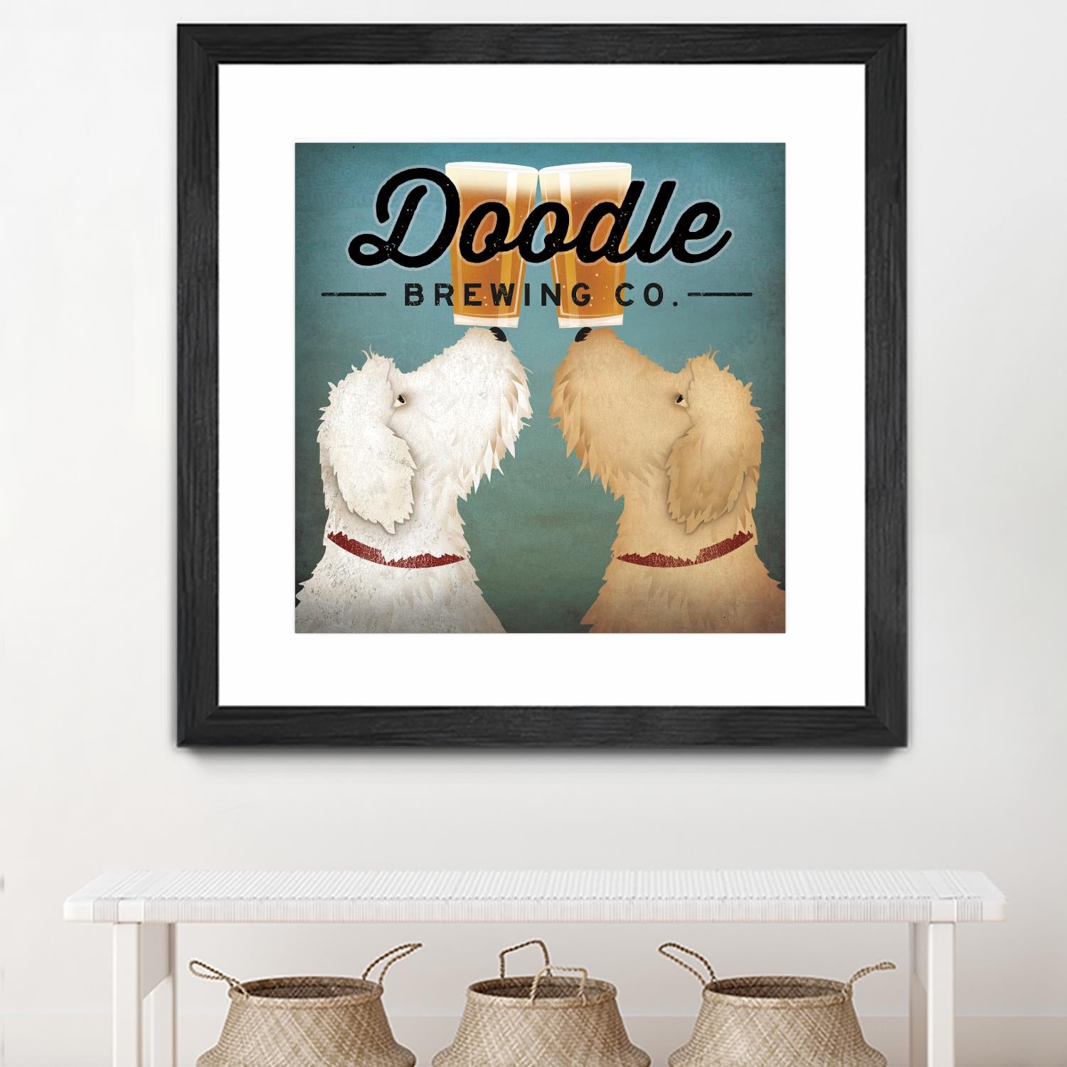 Doodle Beer Double by Ryan Fowler on GIANT ART - beige animals