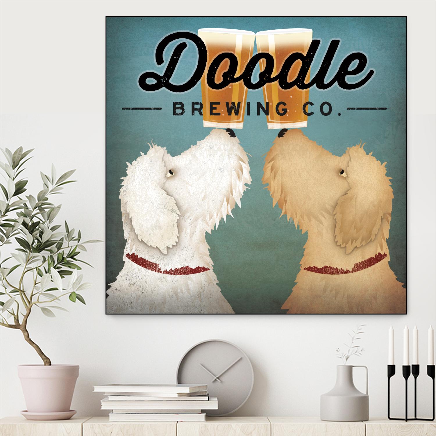 Doodle Beer Double by Ryan Fowler on GIANT ART - beige animals
