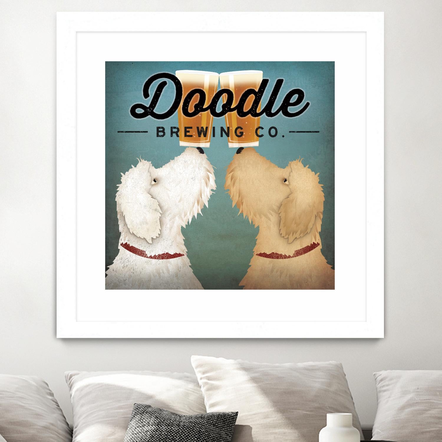 Doodle Beer Double by Ryan Fowler on GIANT ART - beige animals