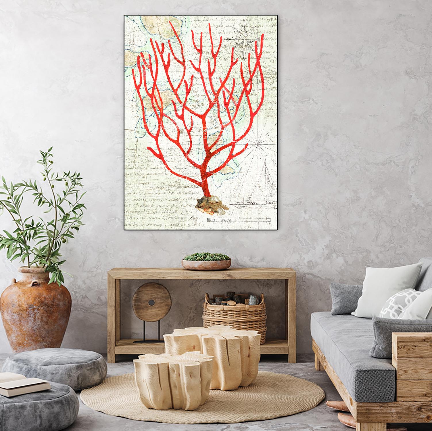 Textured Coral I by Avery Tillmon on GIANT ART - beige nautical