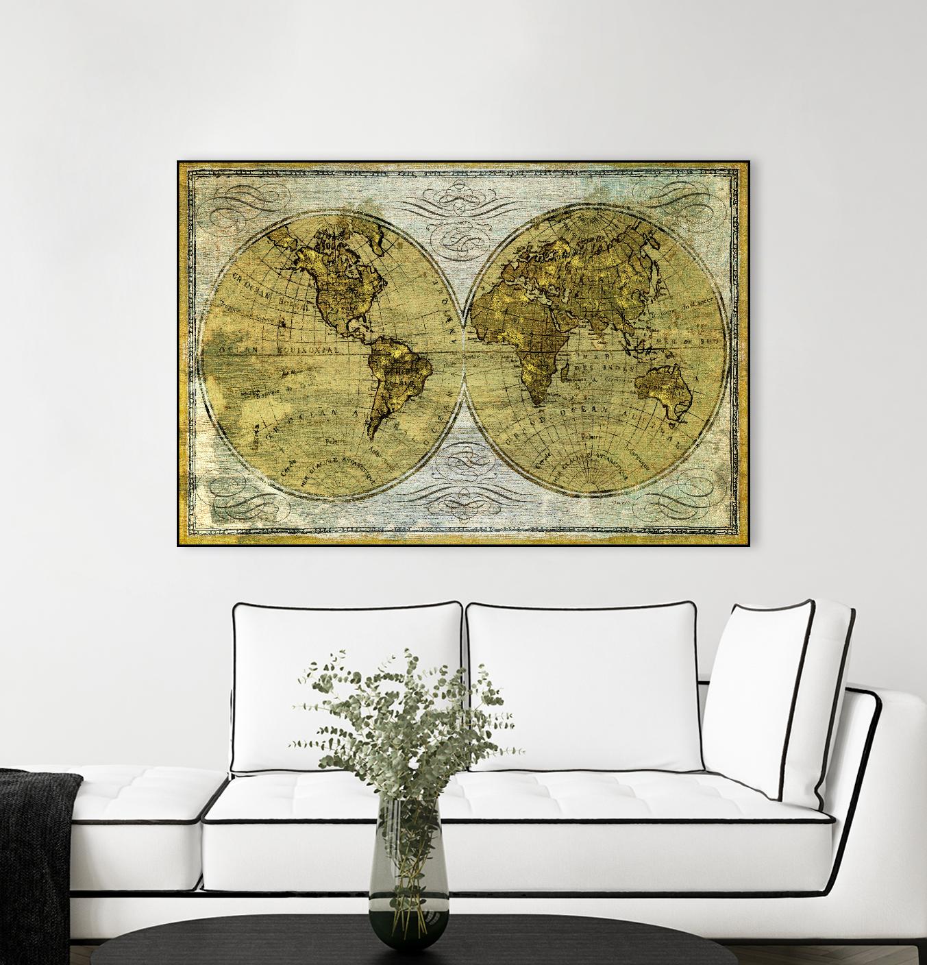 Worldwide I by James Wiens on GIANT ART - gold maps