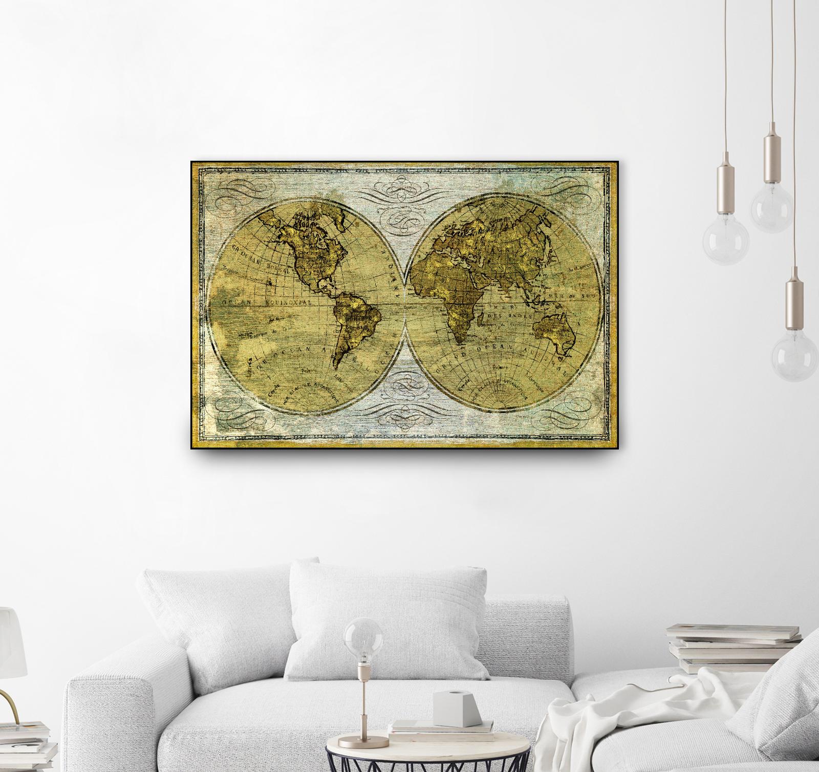 Worldwide I by James Wiens on GIANT ART - gold maps