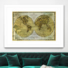 Worldwide I by James Wiens on GIANT ART - gold typography carte du monde