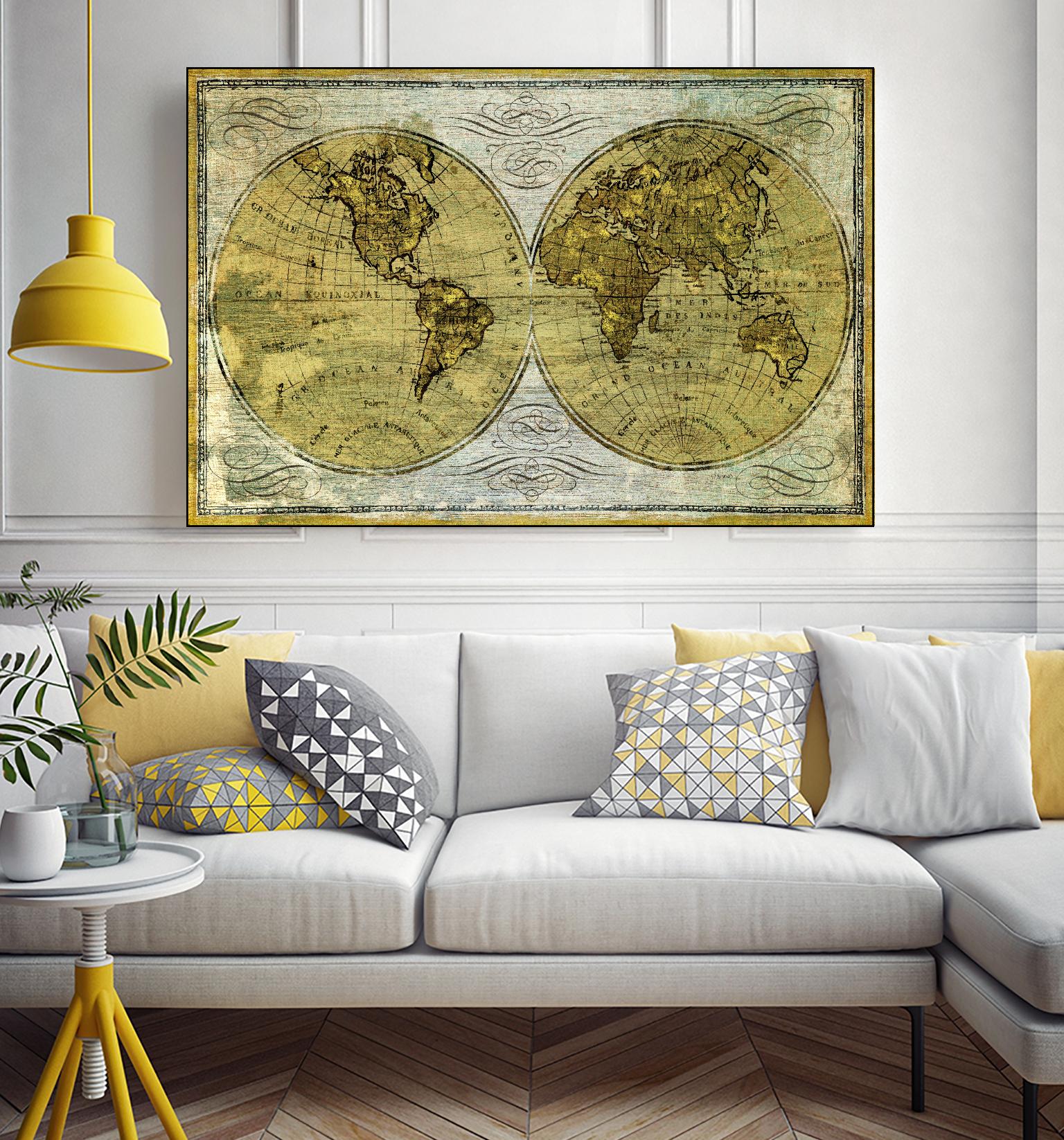 Worldwide I by James Wiens on GIANT ART - gold maps
