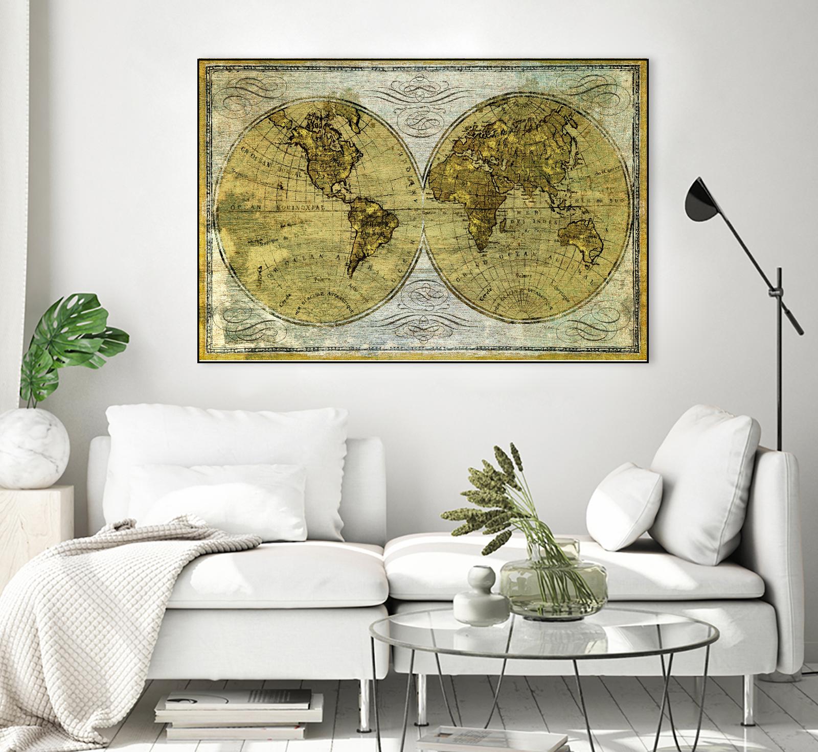 Worldwide I by James Wiens on GIANT ART - gold maps