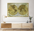 Worldwide I by James Wiens on GIANT ART - gold typography carte du monde