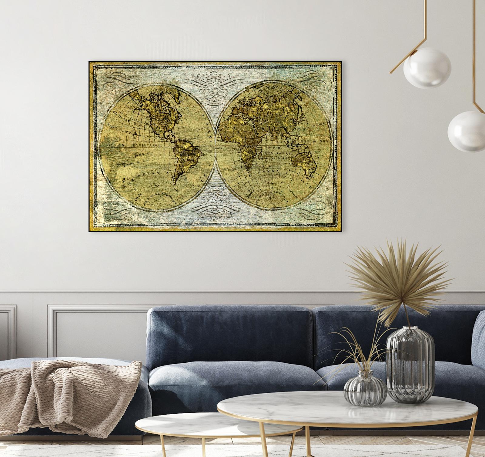 Worldwide I by James Wiens on GIANT ART - gold maps