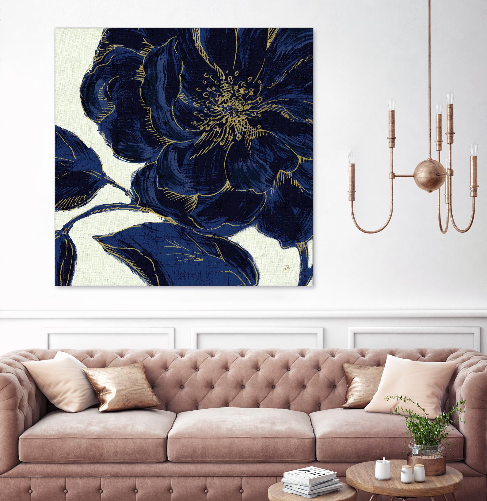 Indigo Garden II by Daphne Brissonnet on GIANT ART - beige floral