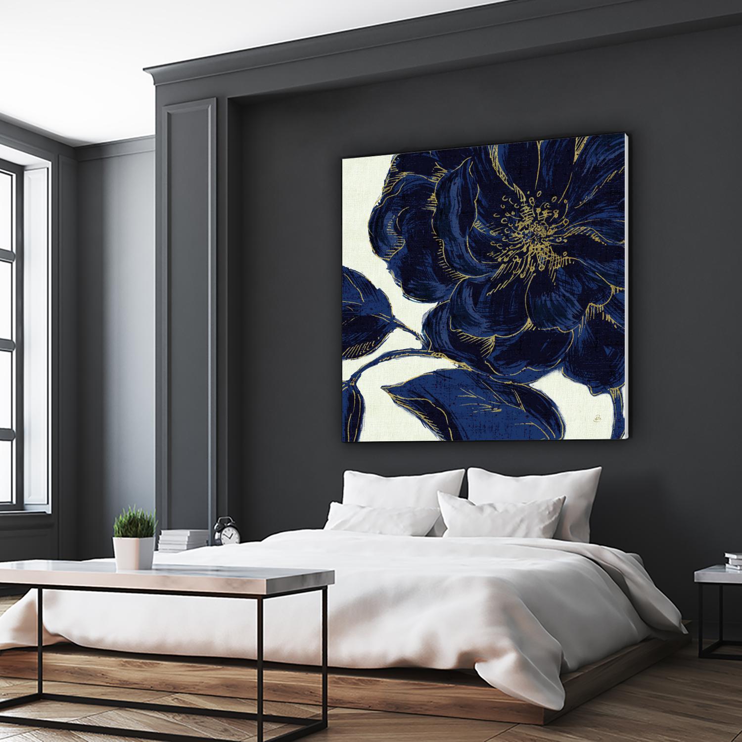 Indigo Garden II by Daphne Brissonnet on GIANT ART - beige floral