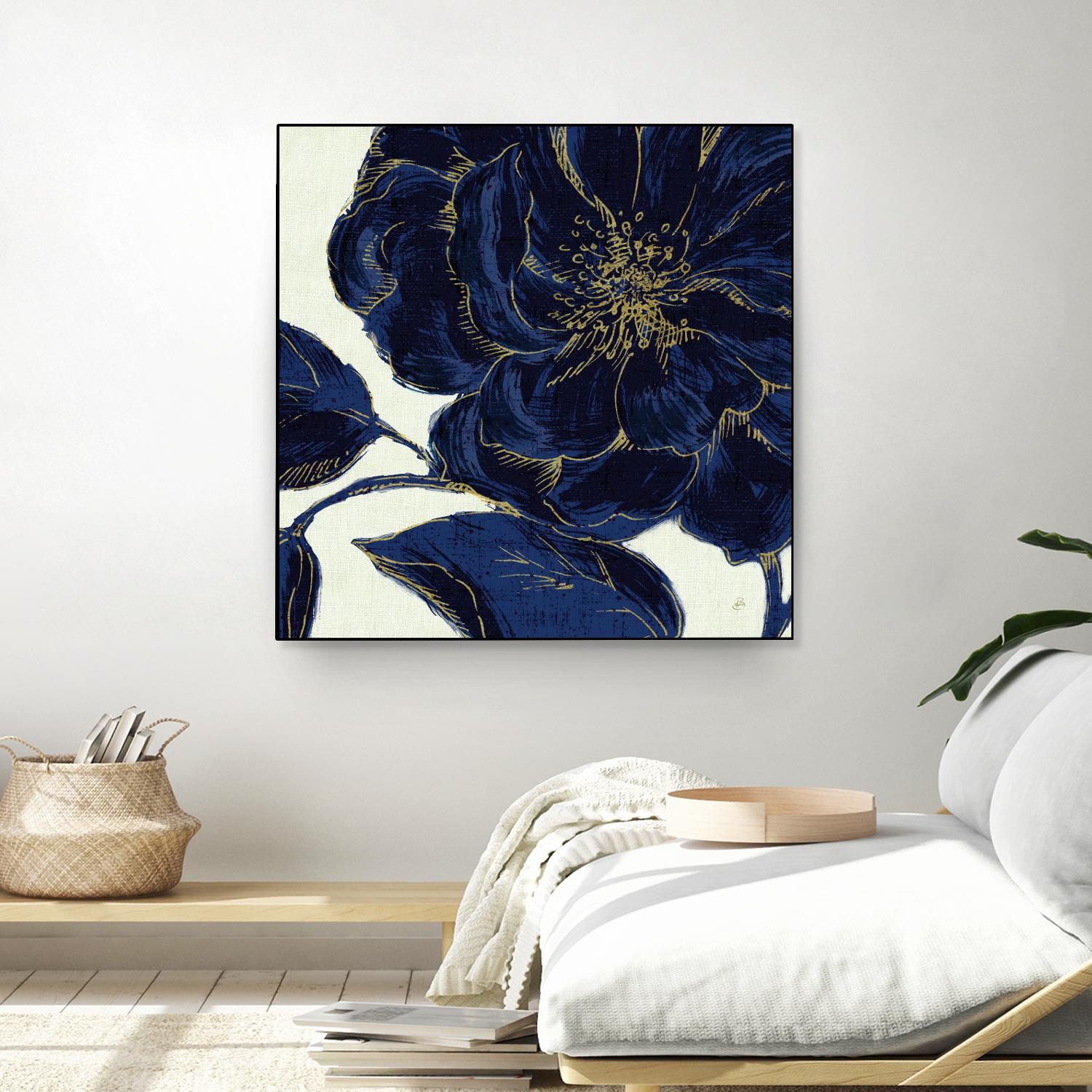 Indigo Garden II by Daphne Brissonnet on GIANT ART - beige floral