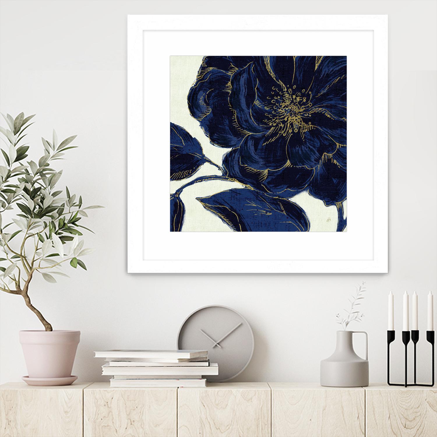 Indigo Garden II by Daphne Brissonnet on GIANT ART - beige floral
