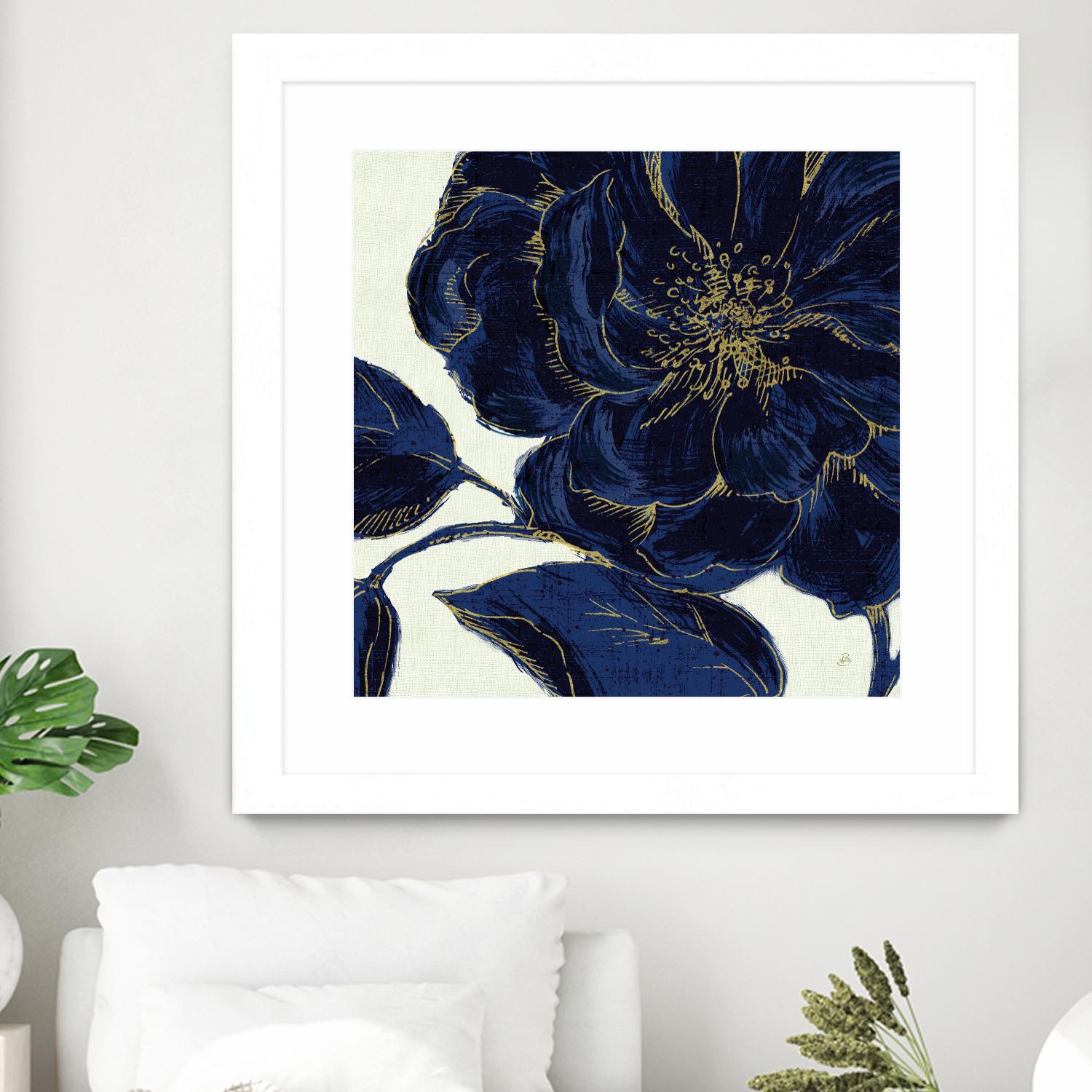 Indigo Garden II by Daphne Brissonnet on GIANT ART - beige floral