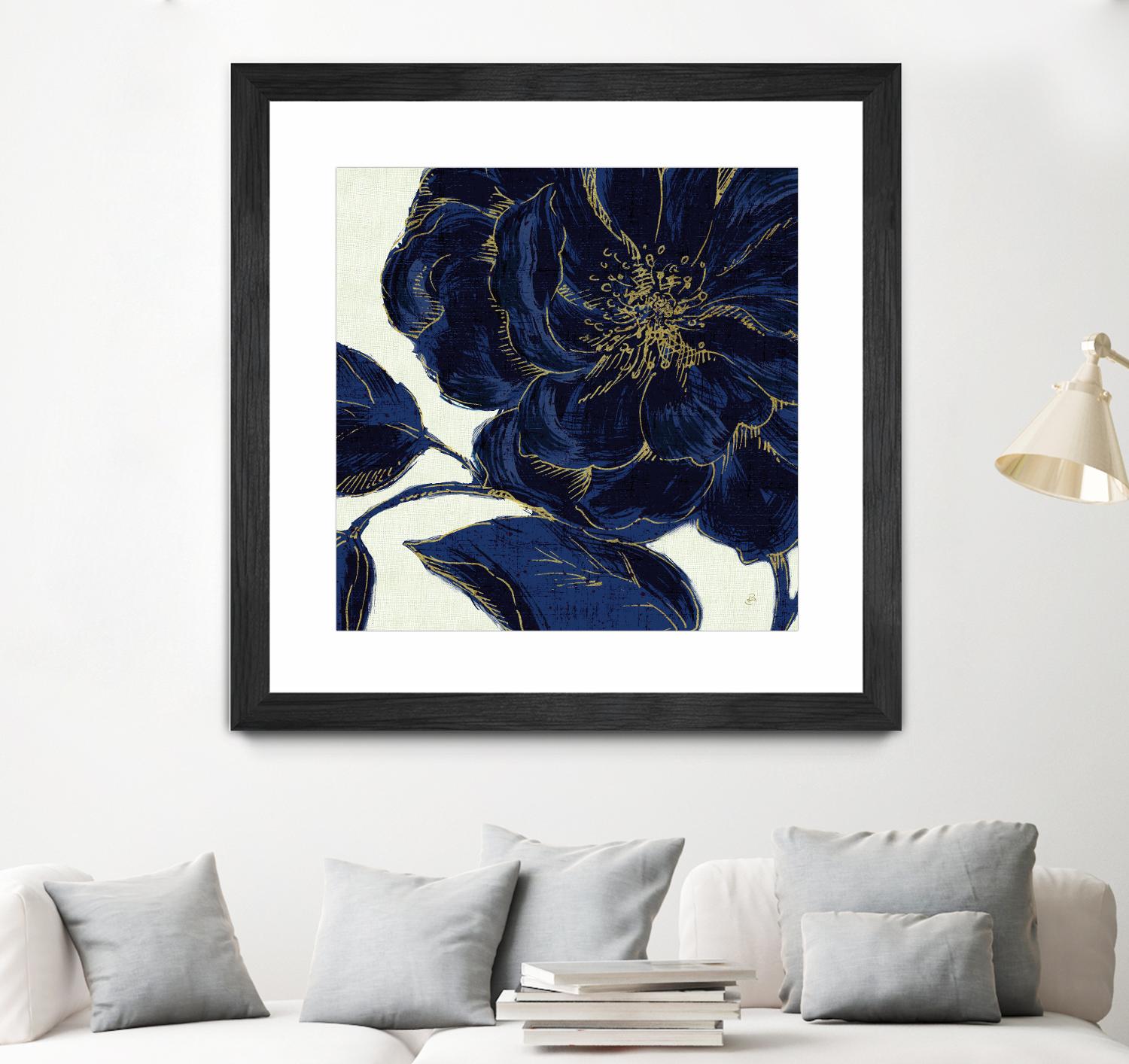 Indigo Garden II by Daphne Brissonnet on GIANT ART - beige floral