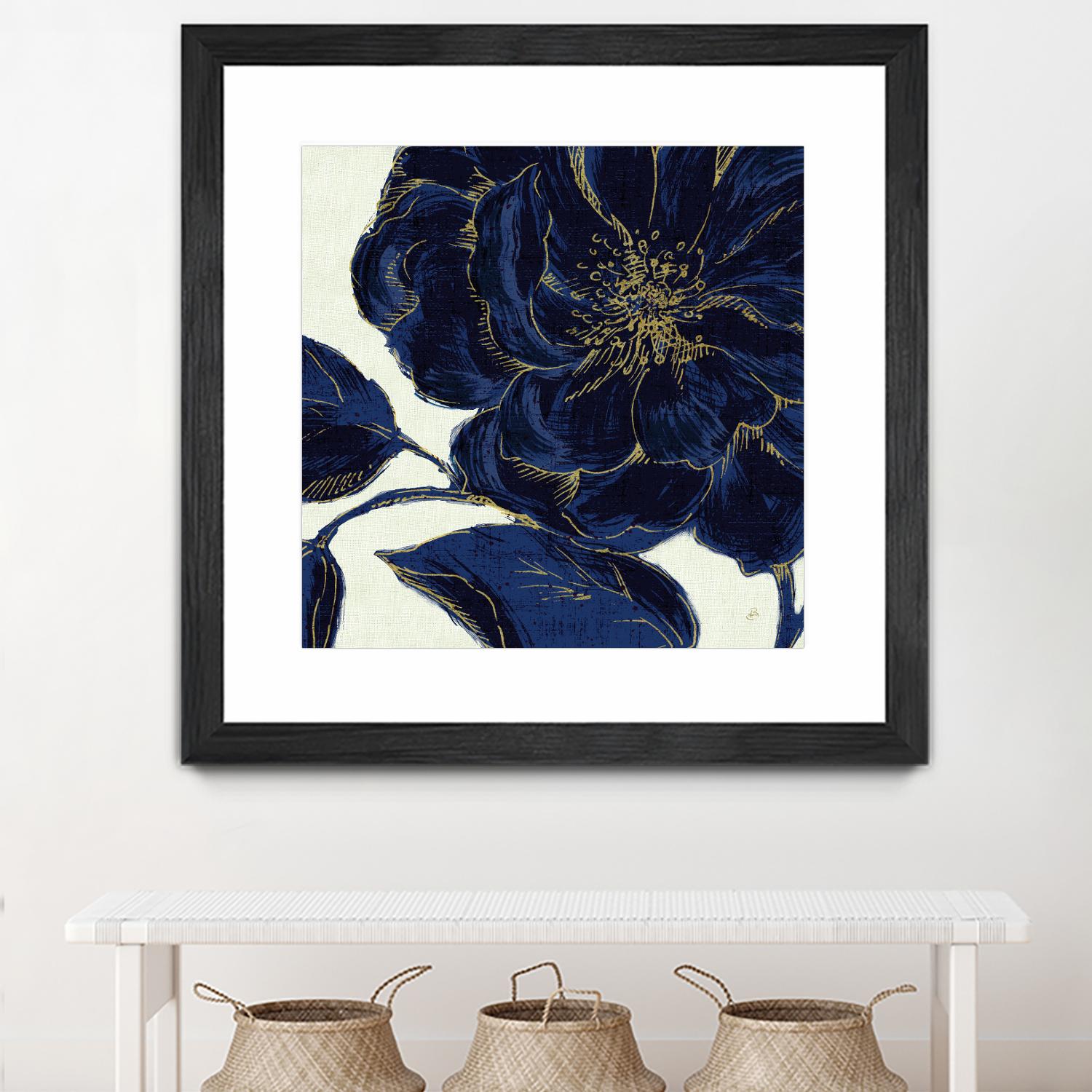 Indigo Garden II by Daphne Brissonnet on GIANT ART - beige floral