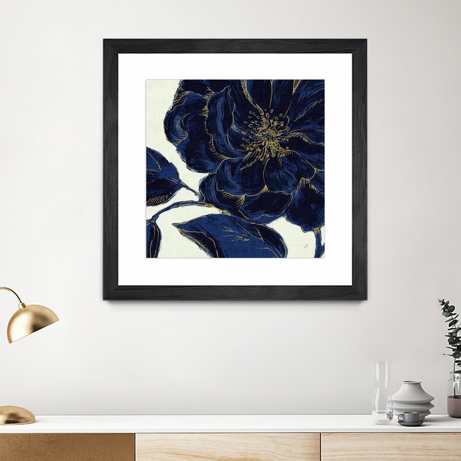 Indigo Garden II by Daphne Brissonnet on GIANT ART - beige floral