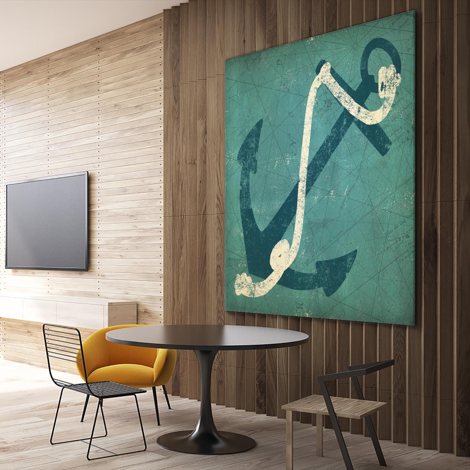 Nautical Anchor Blue by Ryan Fowler on GIANT ART - white nautical