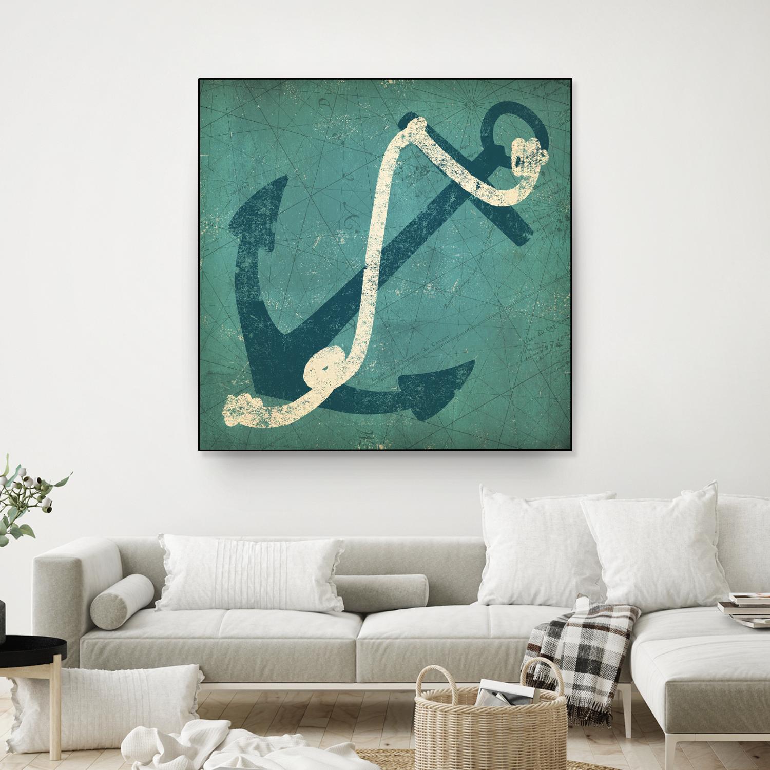 Nautical Anchor Blue by Ryan Fowler on GIANT ART - white nautical