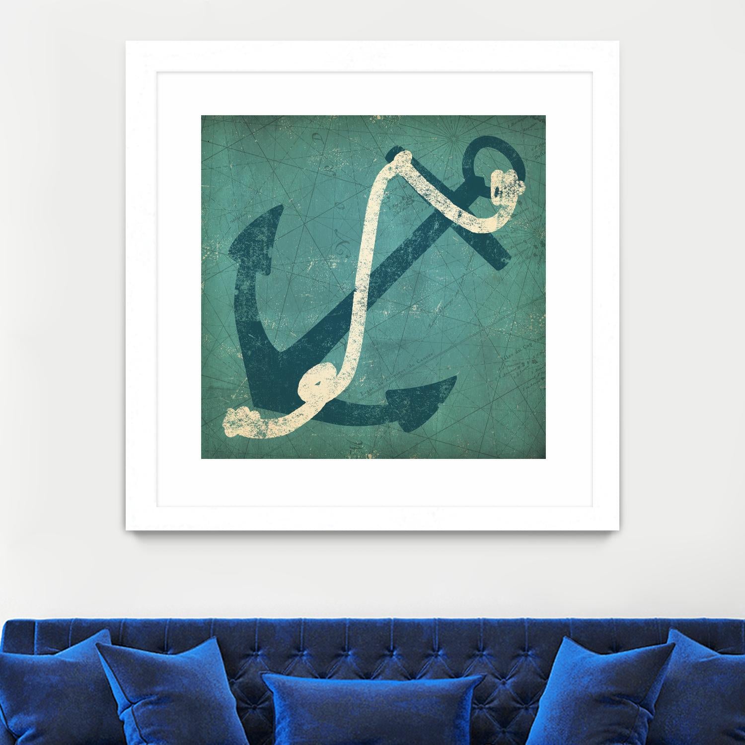 Nautical Anchor Blue by Ryan Fowler on GIANT ART - white nautical