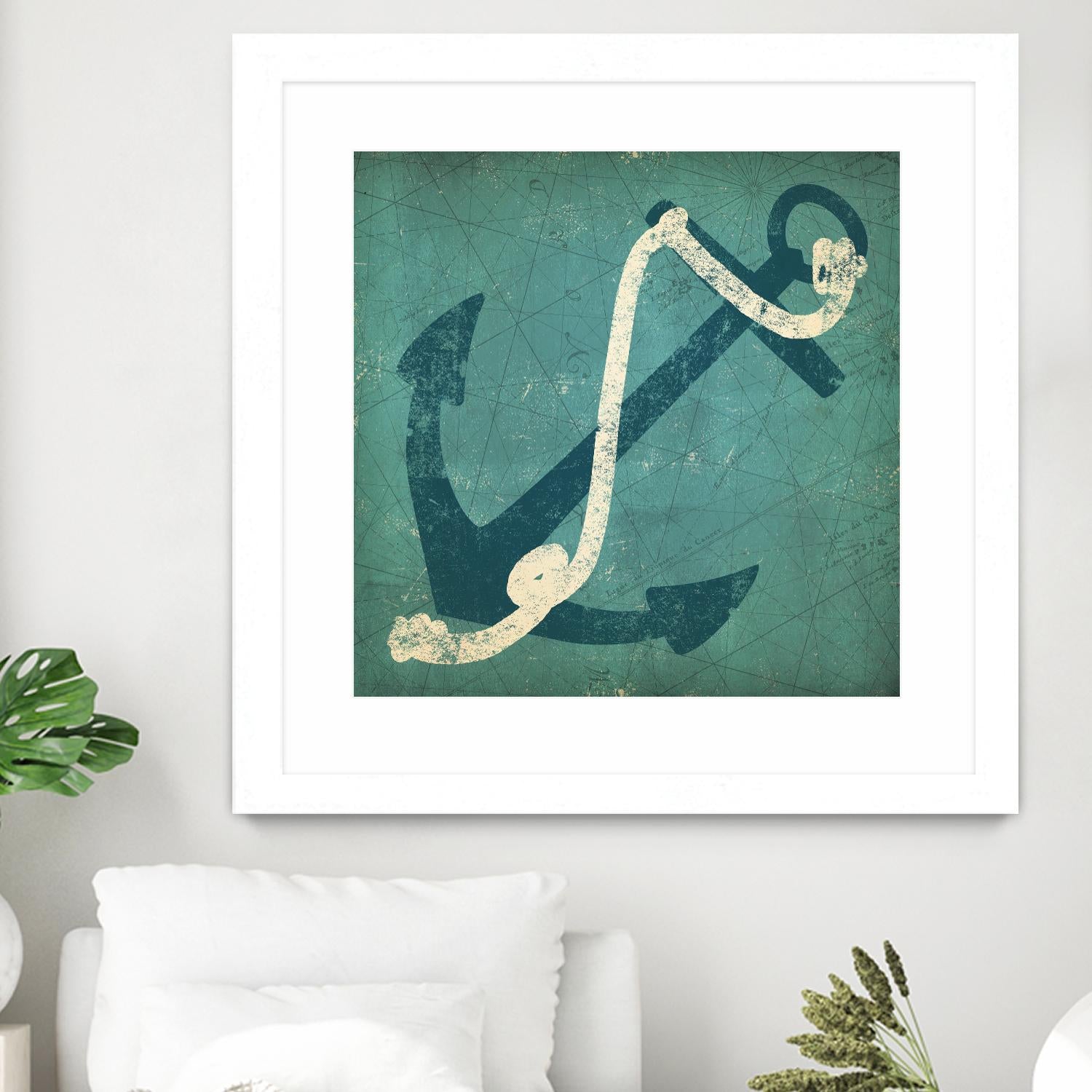 Nautical Anchor Blue by Ryan Fowler on GIANT ART - white nautical