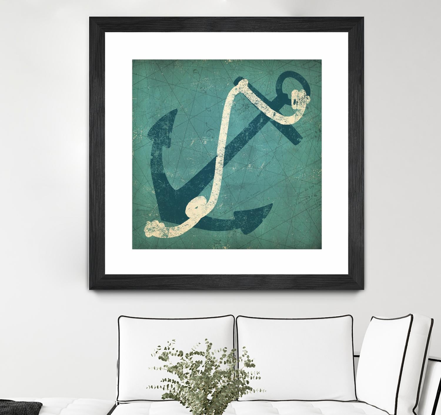 Nautical Anchor Blue by Ryan Fowler on GIANT ART - white nautical
