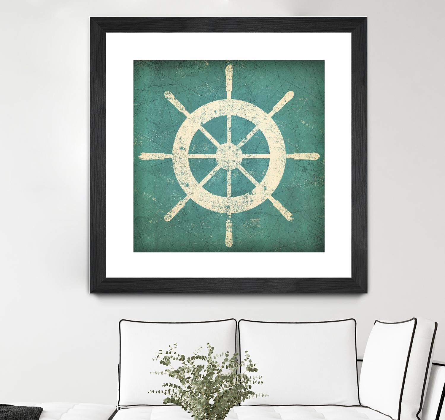 Nautical Shipwheel Blue by Ryan Fowler on GIANT ART - white nautical