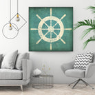 Nautical Shipwheel Blue by Ryan Fowler on GIANT ART - white nautical