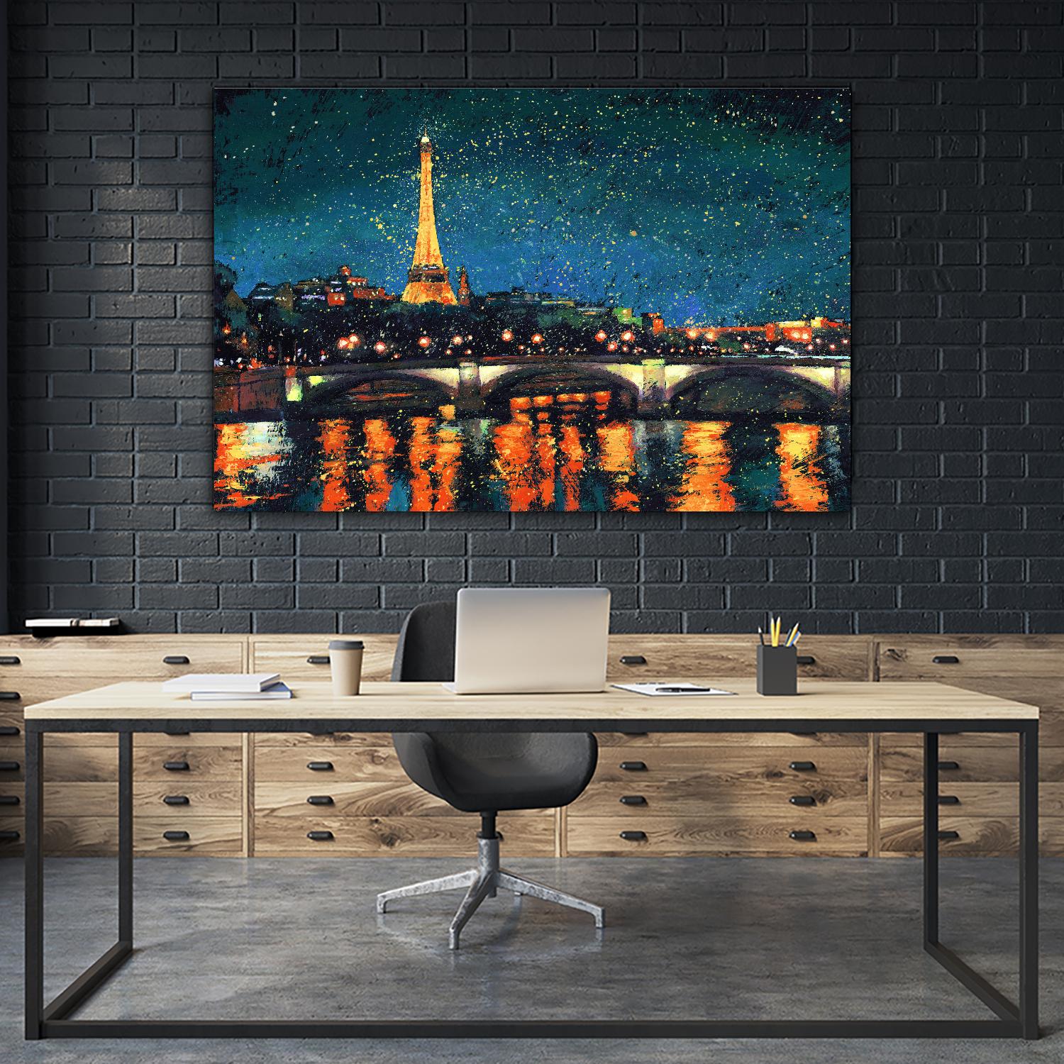 Paris Nights Blue I by James Wiens on GIANT ART - yellow city scene