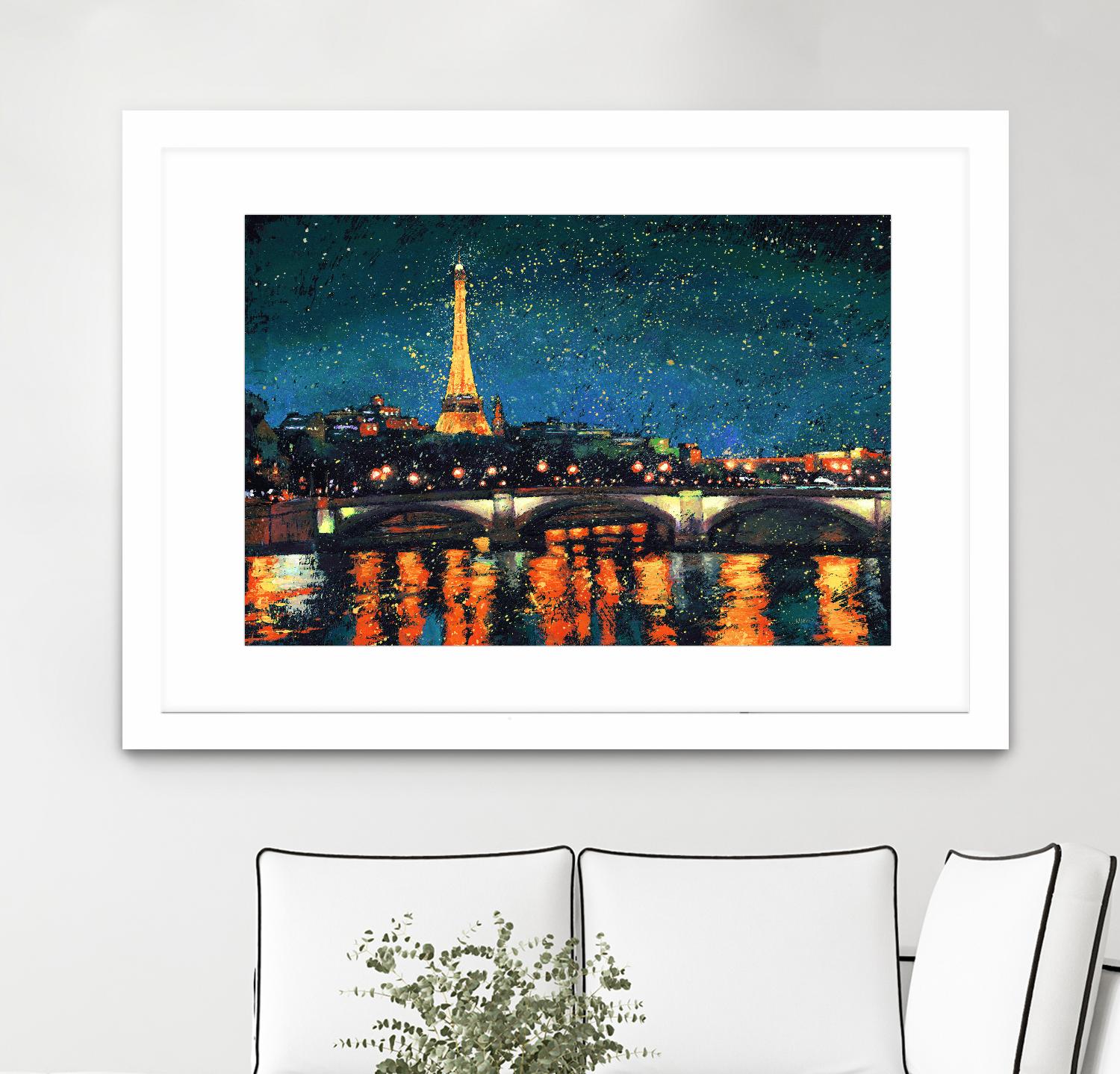 Paris Nights Blue I by James Wiens on GIANT ART - blue architecture eiffel tower