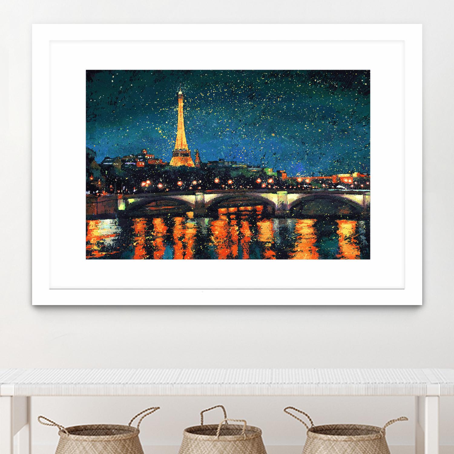 Paris Nights Blue I by James Wiens on GIANT ART - blue architecture eiffel tower